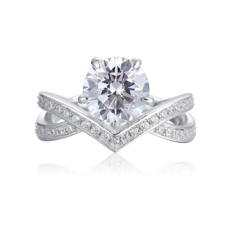 1 Ct Round Cut Lab Diamond Cross & Twist Band in Tiara Design Engagement Ring - LGG Jewelry