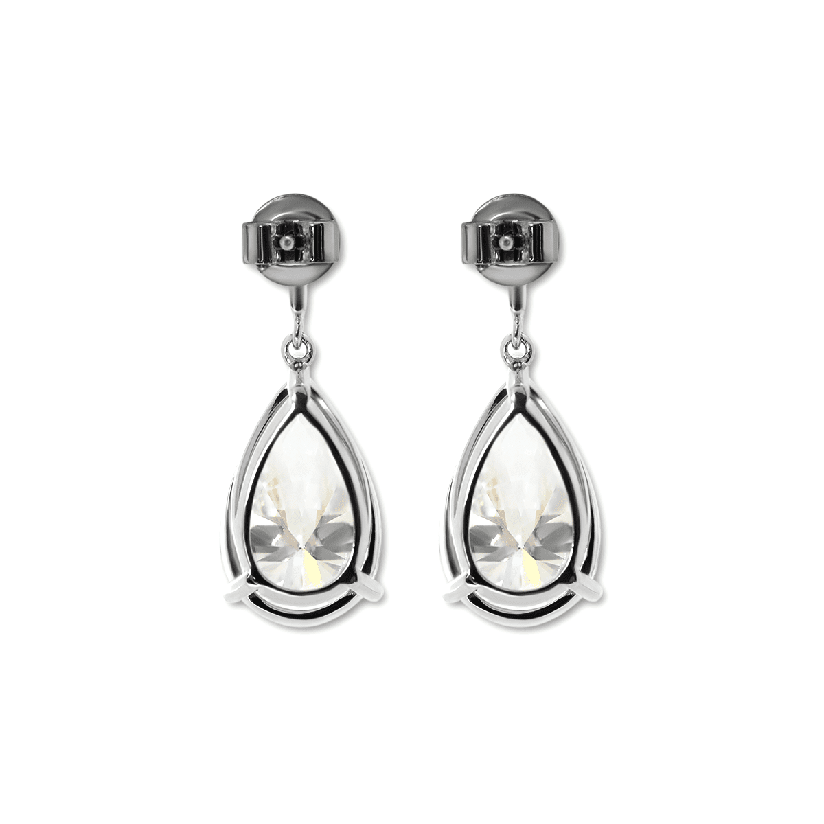 10 ct tw Pear Shaped Lab Diamond Basket Setting Dangle Stud Earrings - FIORESE JEWELRY