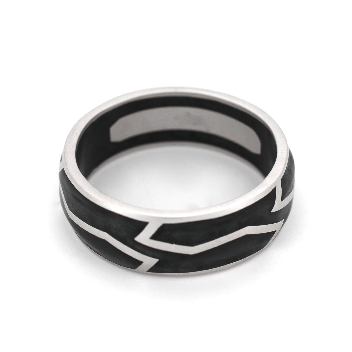 14K Gold Forged Carbon Men's Ring - FIORESE JEWELRY