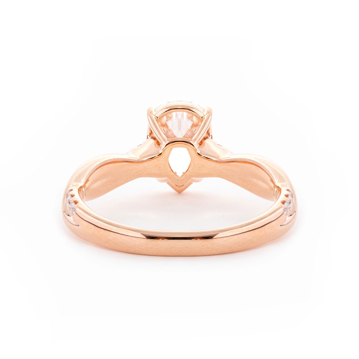 14K Rose Gold 1.5ct Pear Cut Lab Diamond Twist Pave Ring - FIORESE JEWELRY