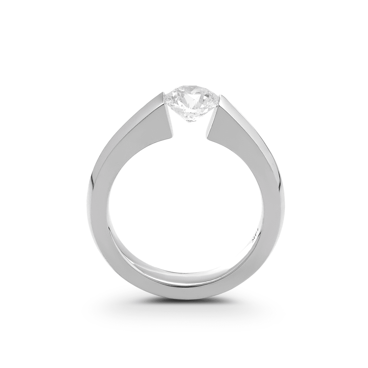 14K White Gold 1ct Round Brilliant Cut Lab Diamond Solitaire Ring with Knife Edge Band Design - FIORESE JEWELRY