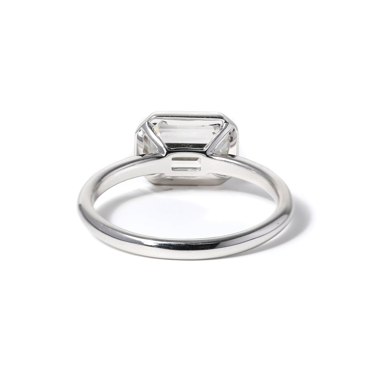 14K White Gold 2ct Emerald Cut Lab Diamond Bezel Solitaire Ring - FIORESE JEWELRY