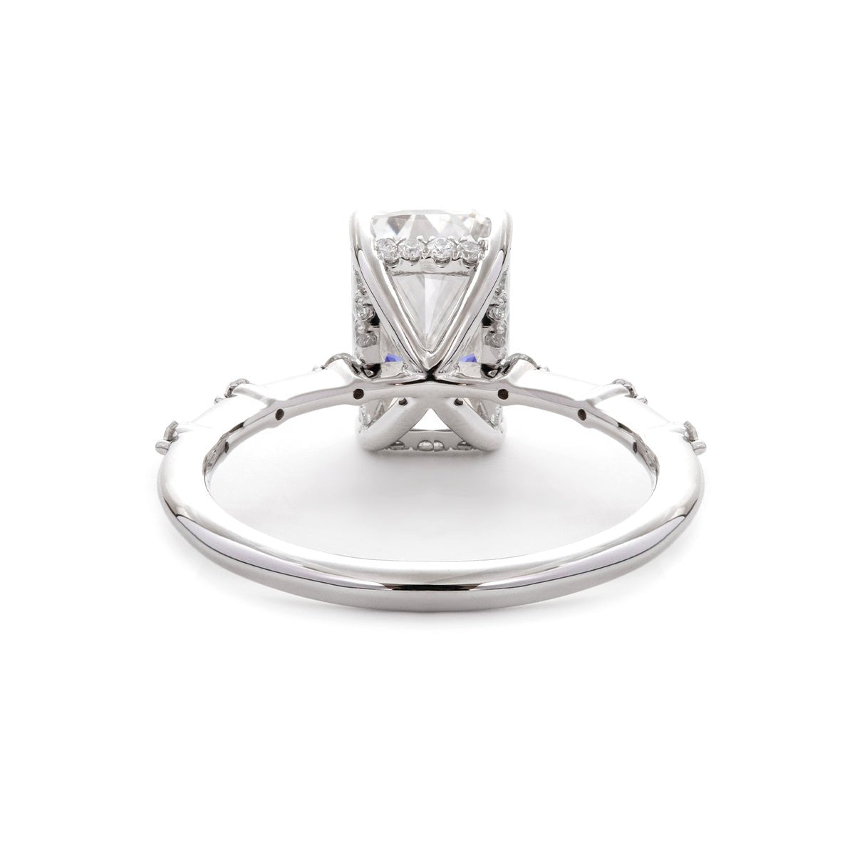 14K White Gold 3.5ct Radiant Cut Lab Diamond Hidden Halo Ring - FIORESE JEWELRY