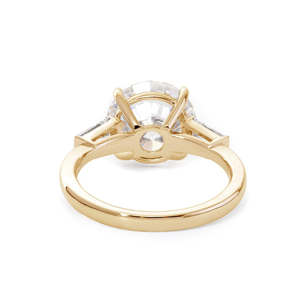 14K White Gold 4ct Round Cut Lab Diamond Tapered Three - stone Ring - FIORESE JEWELRY