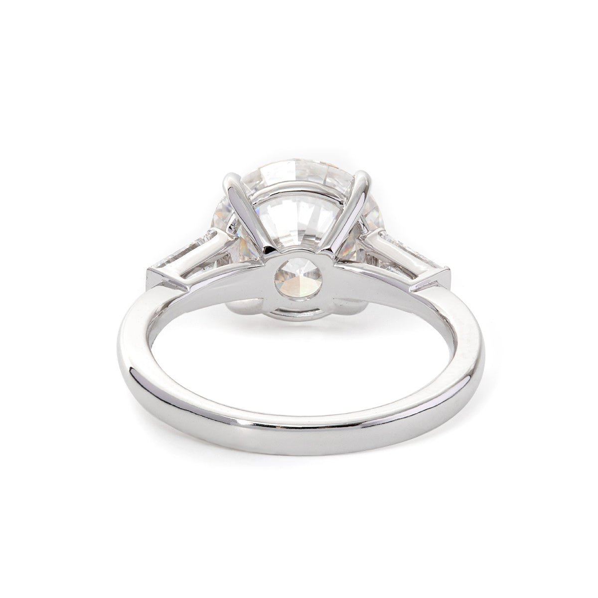 14K White Gold 4ct Round Cut Lab Diamond Tapered Three - stone Ring - FIORESE JEWELRY