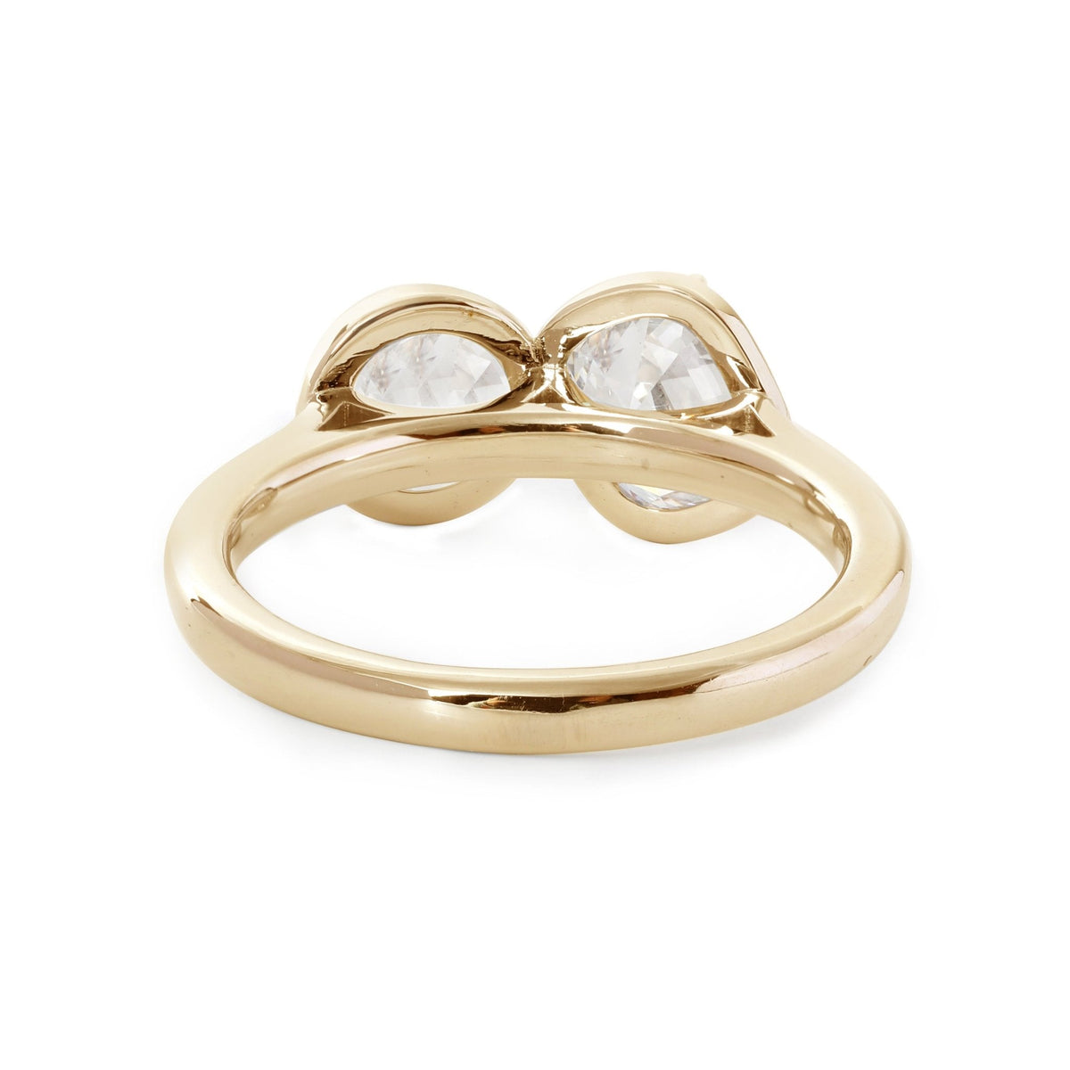 14K White Gold Old Mine Cut and Old Europen Cut Lab Diamond Toi et Moi Ring - FIORESE JEWELRY