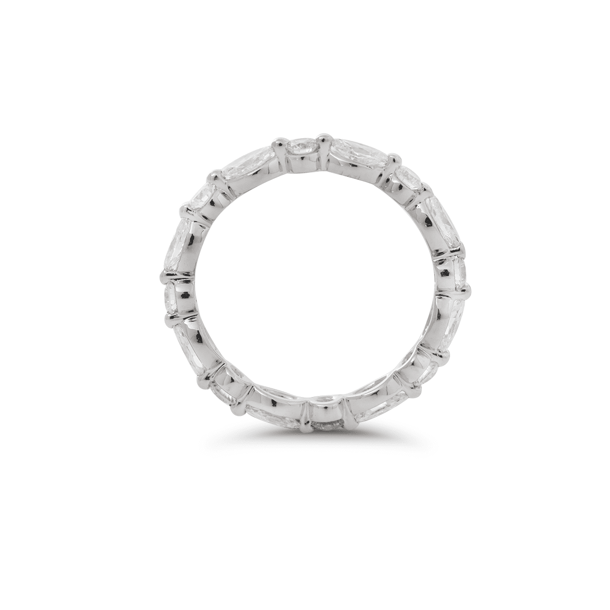 14K White Gold Round and Marquise Cut Lab Diamond Share - prong Setting Eternity Ring - FIORESE JEWELRY