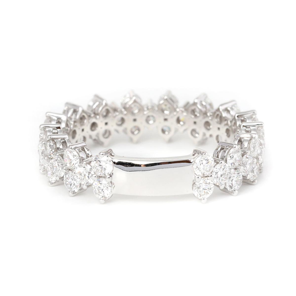 14K White Gold Round Lab Diamond Lace Shaped Wedding Ring - FIORESE JEWELRY
