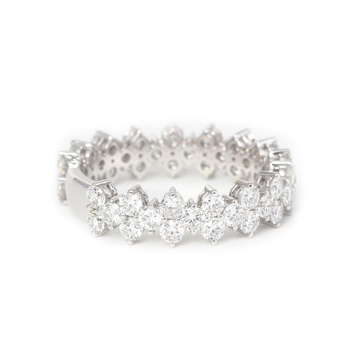 14K White Gold Round Lab Diamond Lace Shaped Wedding Ring - FIORESE JEWELRY