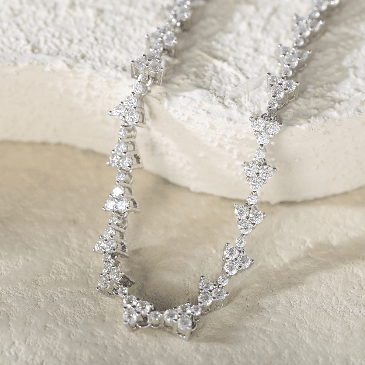 14K White Gold Round Lab Dimaond Cluster Bracelet - FIORESE JEWELRY