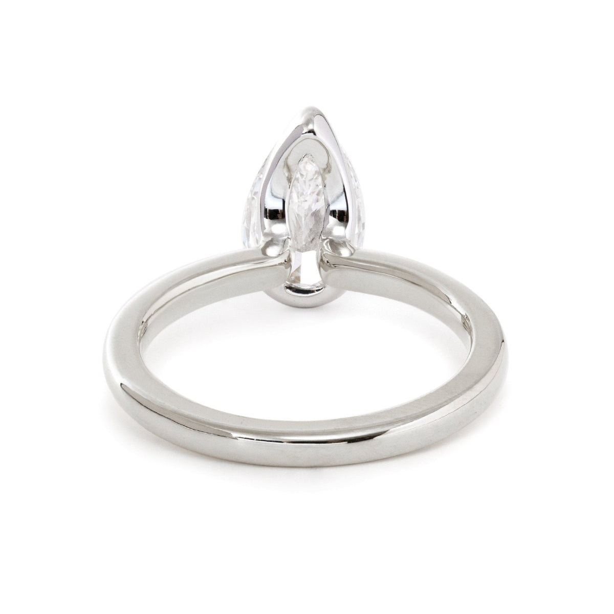 14K Yellow and White Gold 2ct Pear Cut Lab Diamond Half Bezel Solitaire Ring - FIORESE JEWELRY