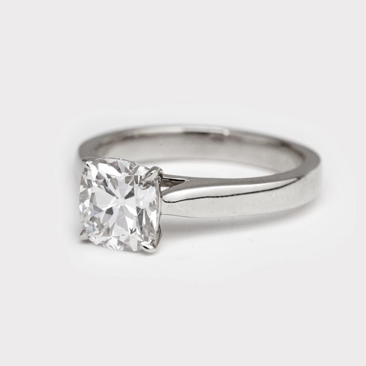 14K Yellow Gold 1.5 Carat Old Mine Cut Lab Diamond Solitaire Ring - FIORESE JEWELRY