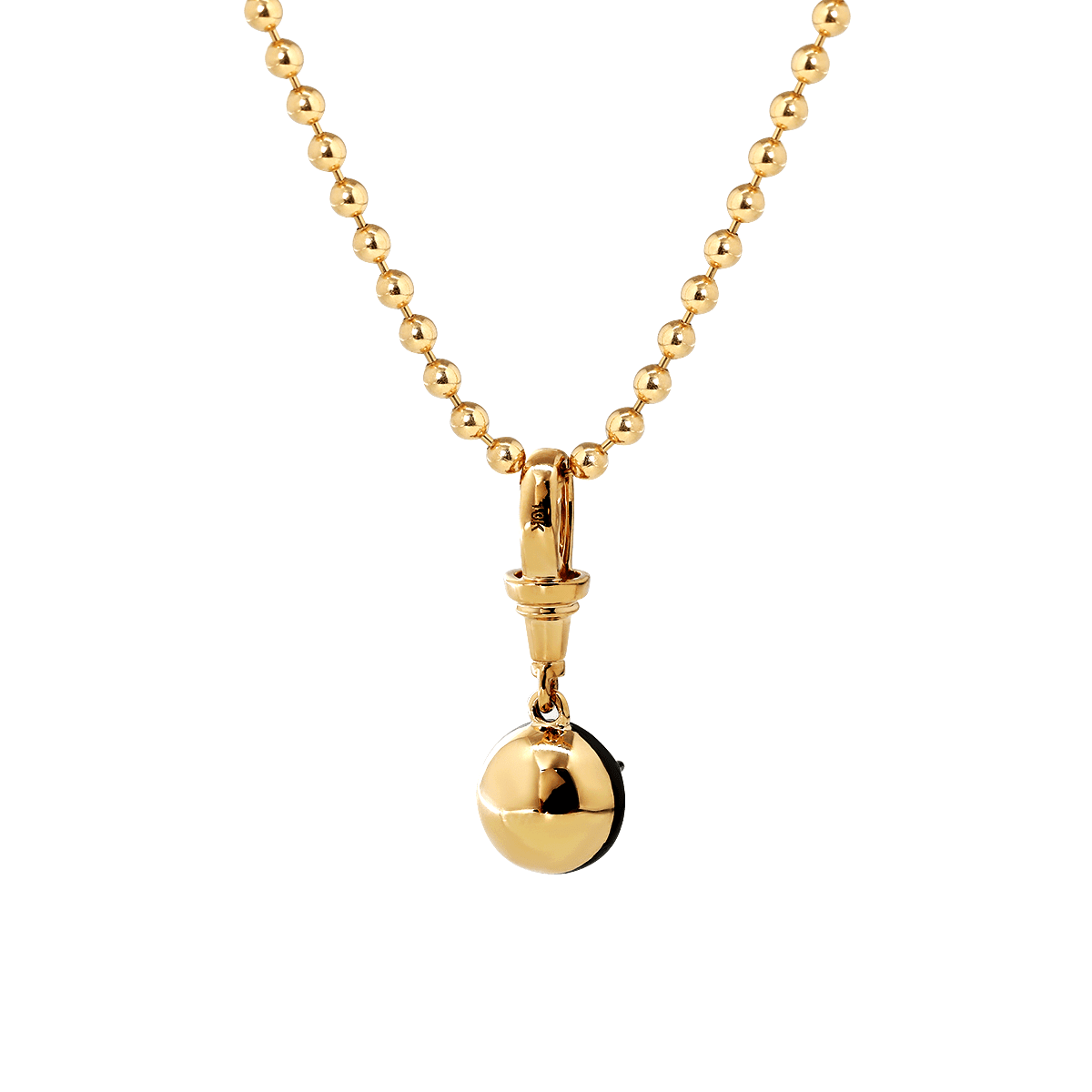 14K Yellow Gold 1ct Round Lab Diamond Pendant Necklace with Black Rhodium Plated Bezel - FIORESE JEWELRY