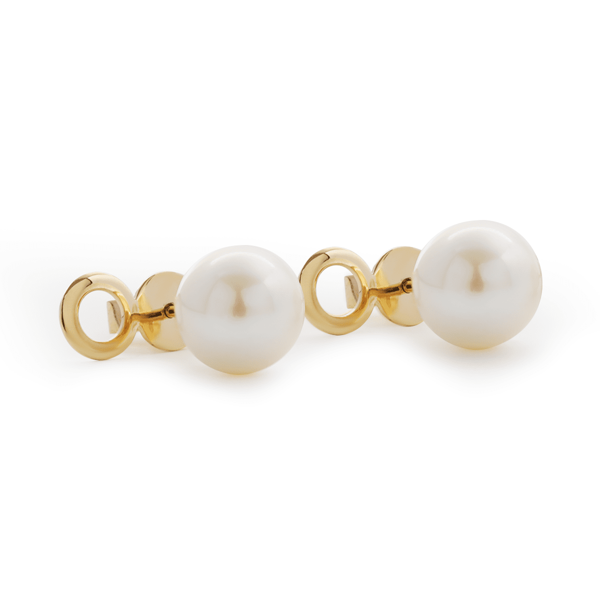 14K Yellow Gold Near - round Fresh - water Pearl Etud Earrings - FIORESE JEWELRY