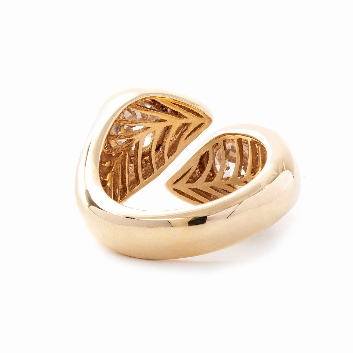 14K Yellow Gold Old European Cut Lab Diamond Toi et Moi Ring - FIORESE JEWELRY