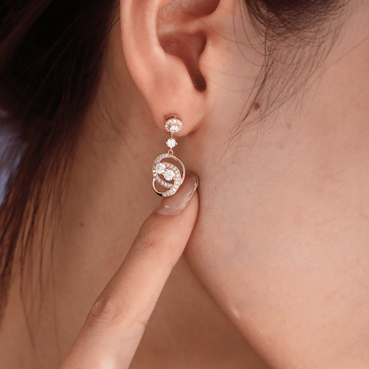 14K Yellow Gold Round Lab Diamond Celestial Ring - Inspired Stud Earrings - FIORESE JEWELRY