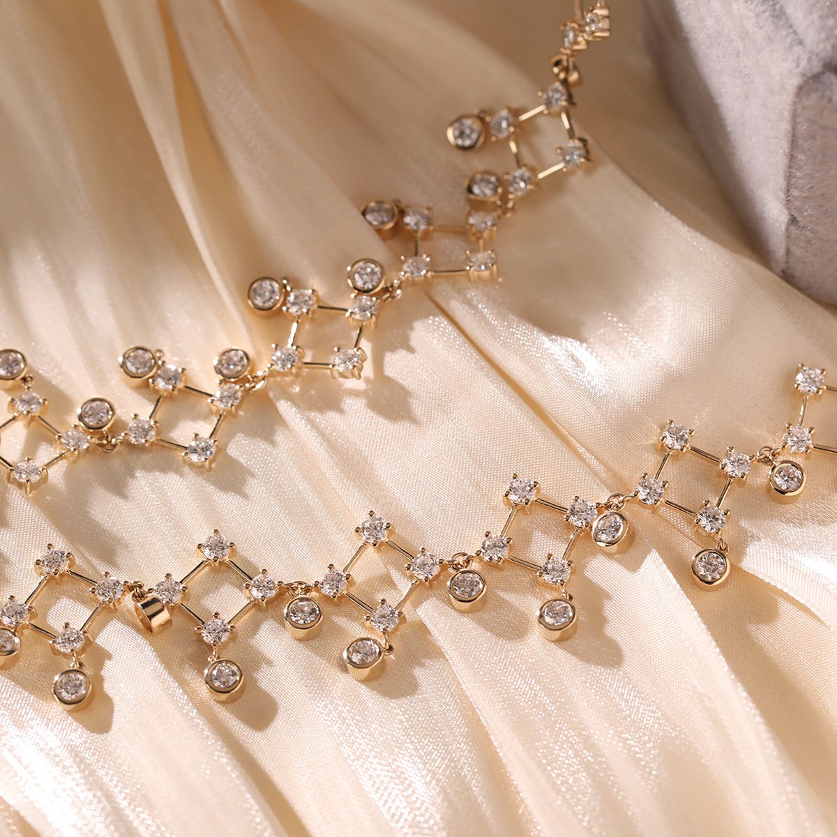 14K Yellow Gold Round Lab Diamond Lace Necklace - FIORESE JEWELRY