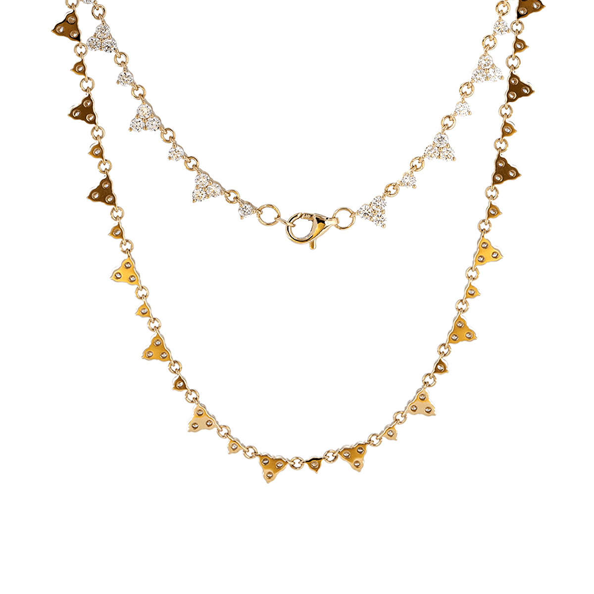 14K Yellow Gold Round Lab Diamond Triangle Choker Necklace - FIORESE JEWELRY