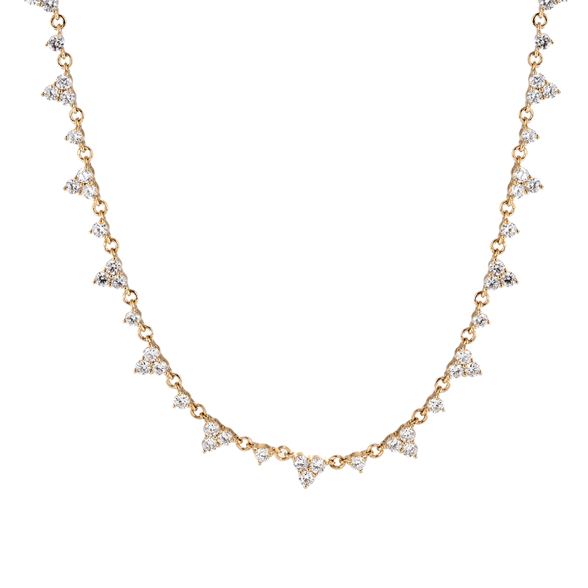 14K Yellow Gold Round Lab Diamond Triangle Choker Necklace - FIORESE JEWELRY