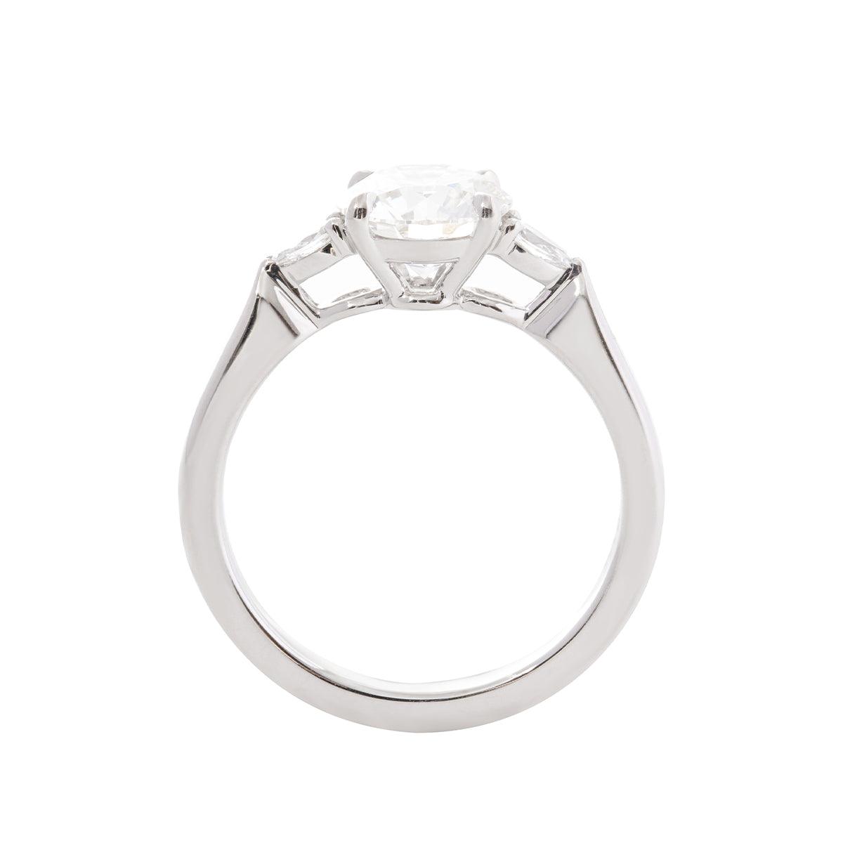14K Yellow Gold Three Stone Oval Engagement Ring – 1.5ct Lab Diamond Design - FIORESE JEWELRY