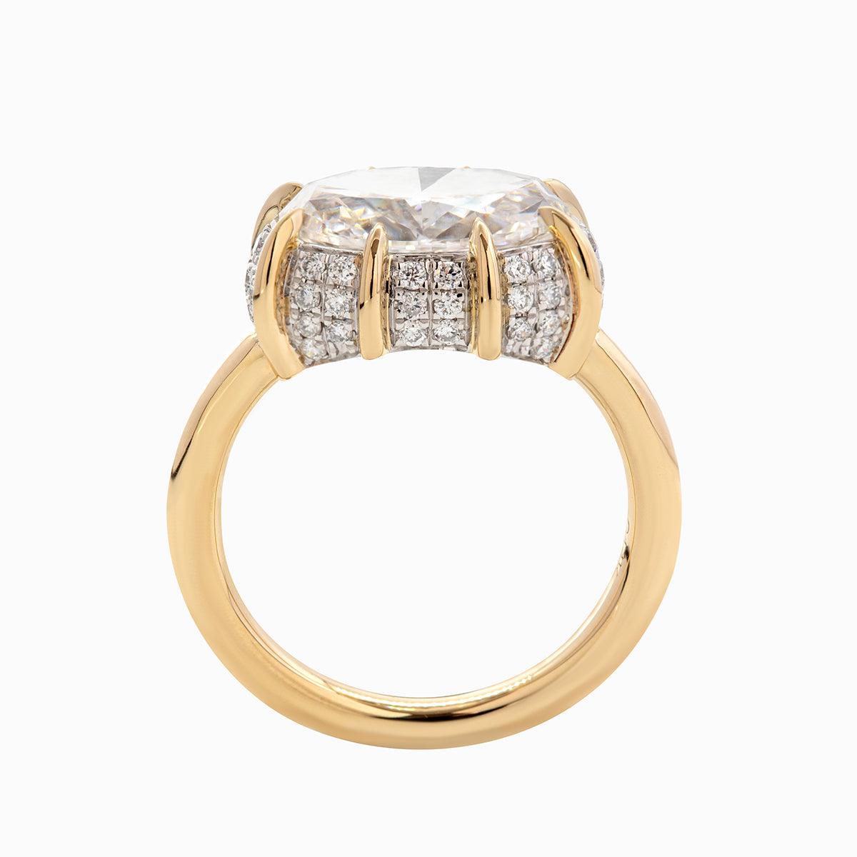 14K Yellow & White Gold 2.5ct Oval Cut Lab Diamond Halo Ring - FIORESE JEWELRY