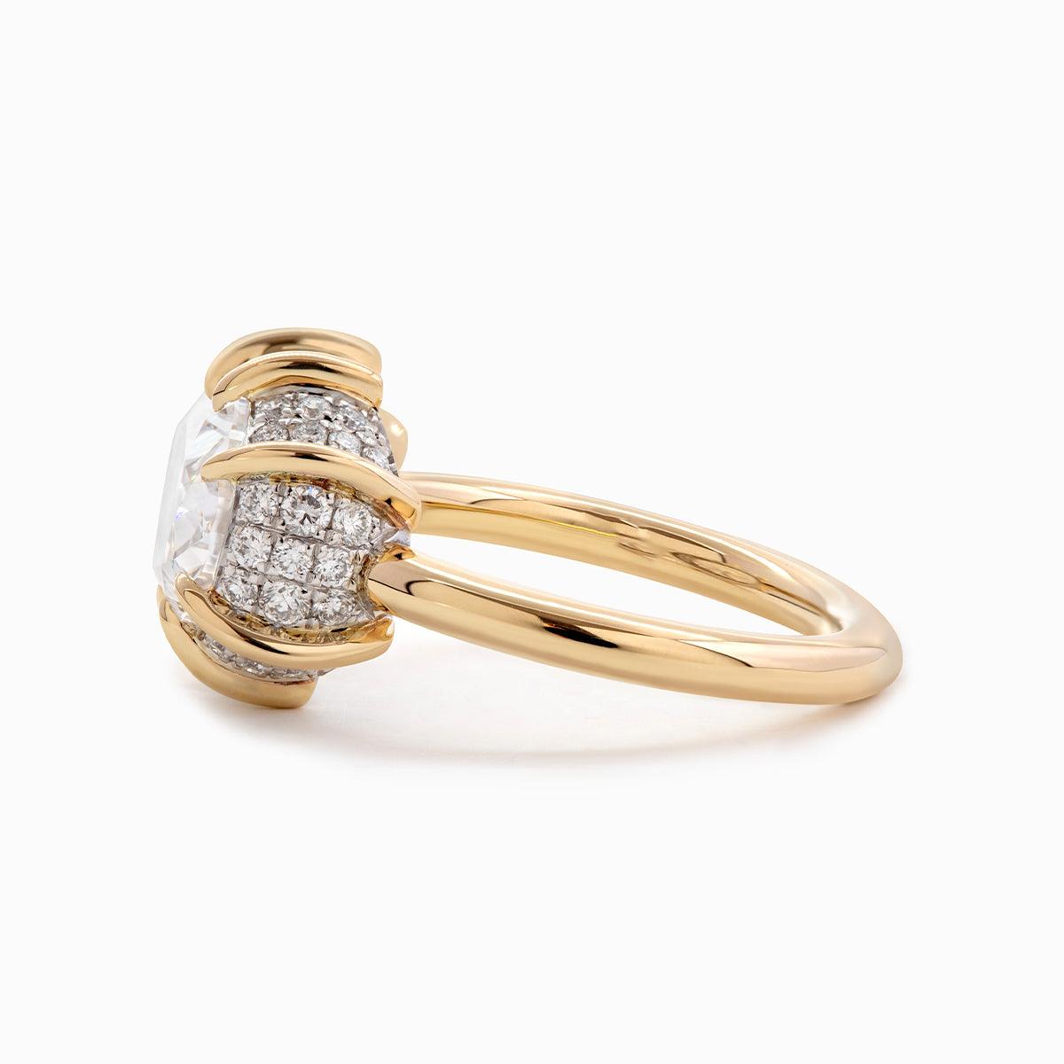 14K Yellow & White Gold 2.5ct Oval Cut Lab Diamond Halo Ring - FIORESE JEWELRY
