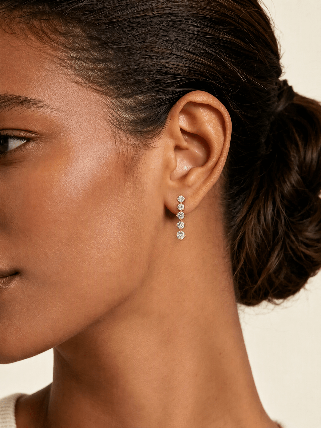 18K Solid Yellow Gold Vertical Drop Link Lab‑Grown Diamond Earrings - LGG Jewelry