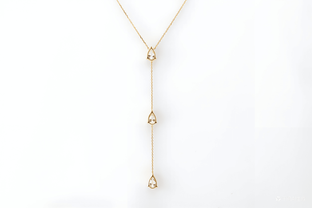 18K Yellow Gold 1CT Pear Cut Necklace - LGG Jewelry