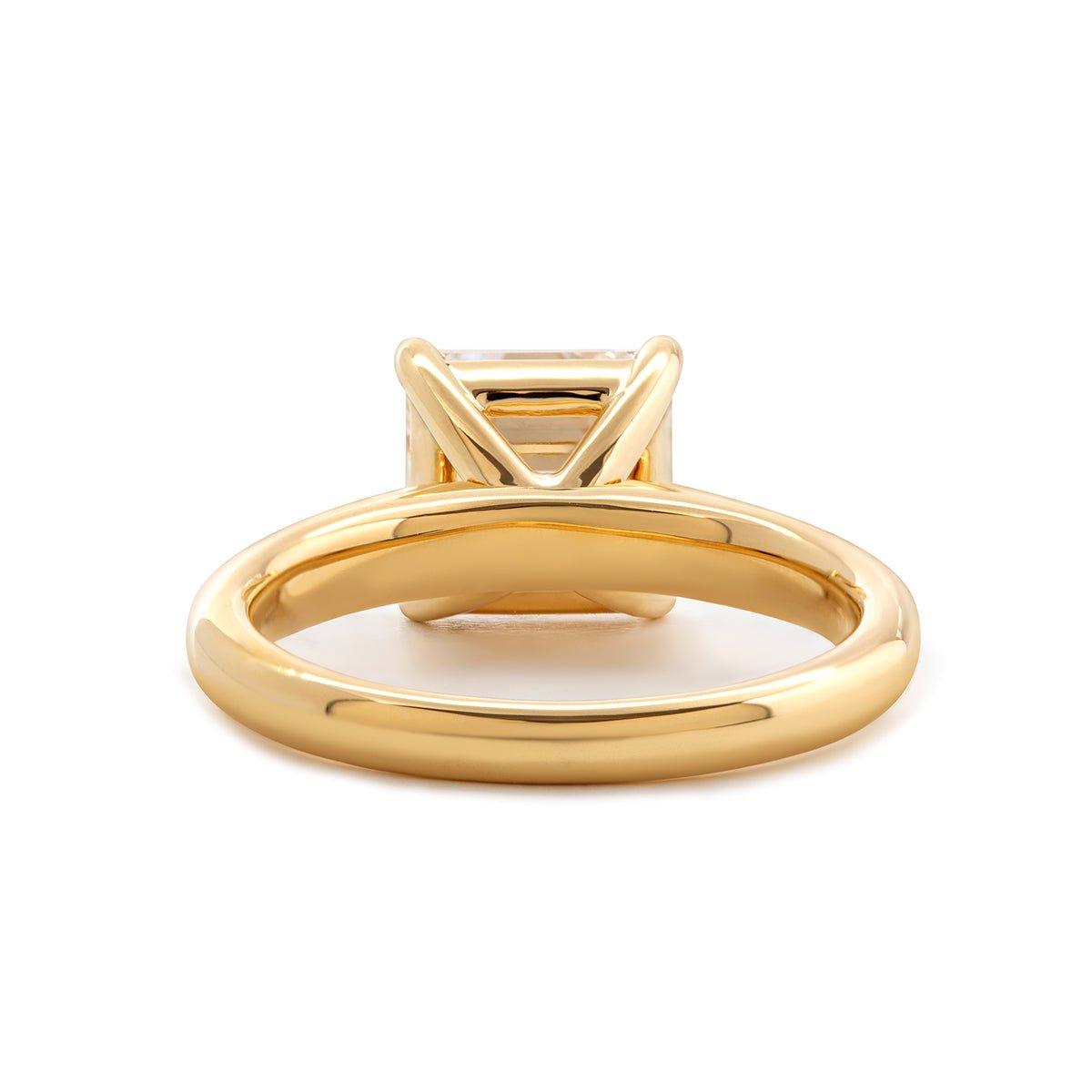 18k Yellow Gold 3ct Asscher Cut Lab Diamond 4 Claw Prong Basket Setting Ring - FIORESE JEWELRY