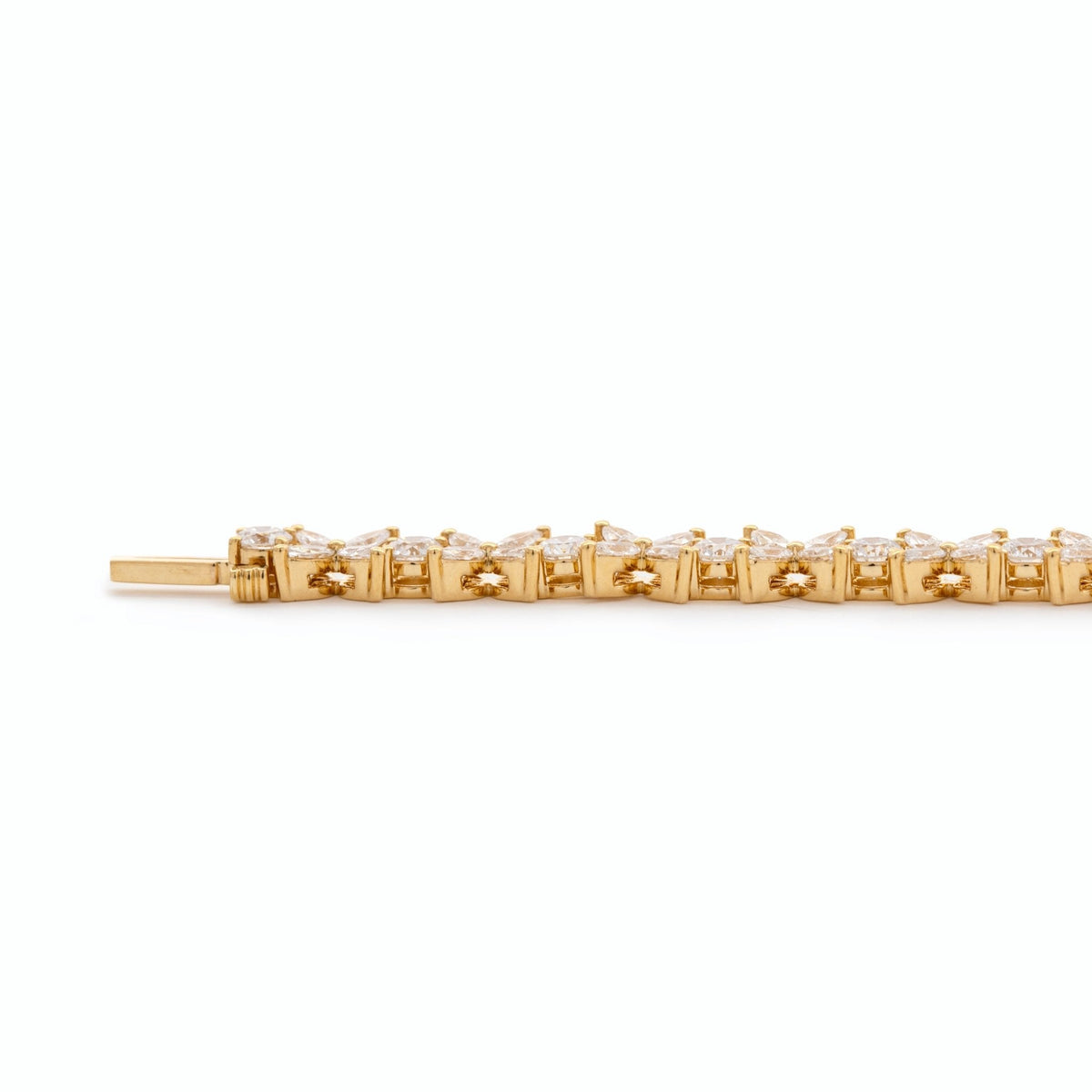 18K Yellow Gold Marquise Cut & Round Cut Lab Diamond Floral Tennis Bracelet - FIORESE JEWELRY