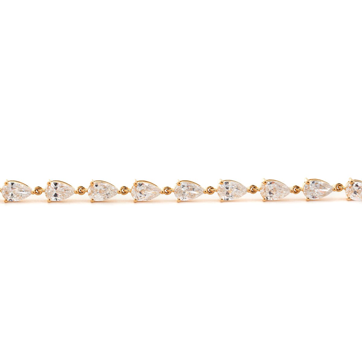 18K Yellow Gold Pear Lab Diamond 9 Stone Chain Bracelet - FIORESE JEWELRY