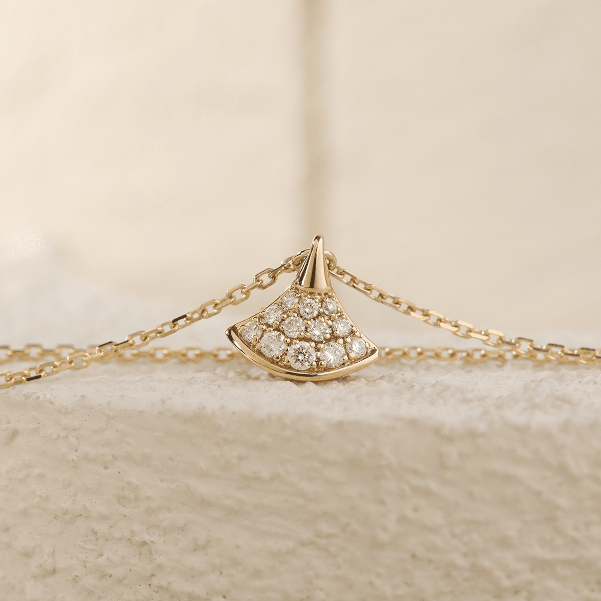 18K Yollow Gold Round Lab Diamond Skirt Pendant Necklace - FIORESE JEWELRY