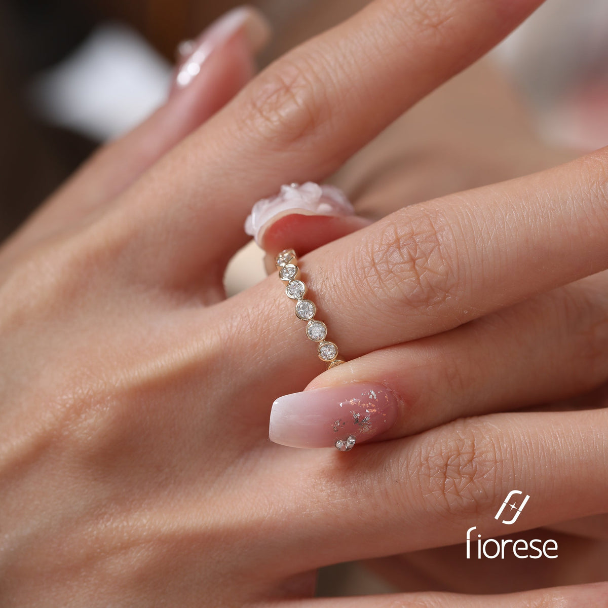 2mm Round Lab Diamond Bezel Eternity Ring - FIORESE JEWELRY
