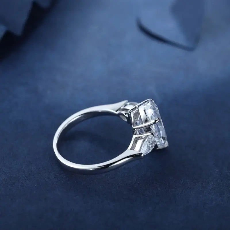 3 Ct Pear Shape Lab Diamond Three-Stone Engagement Ring - LGG Jewelry