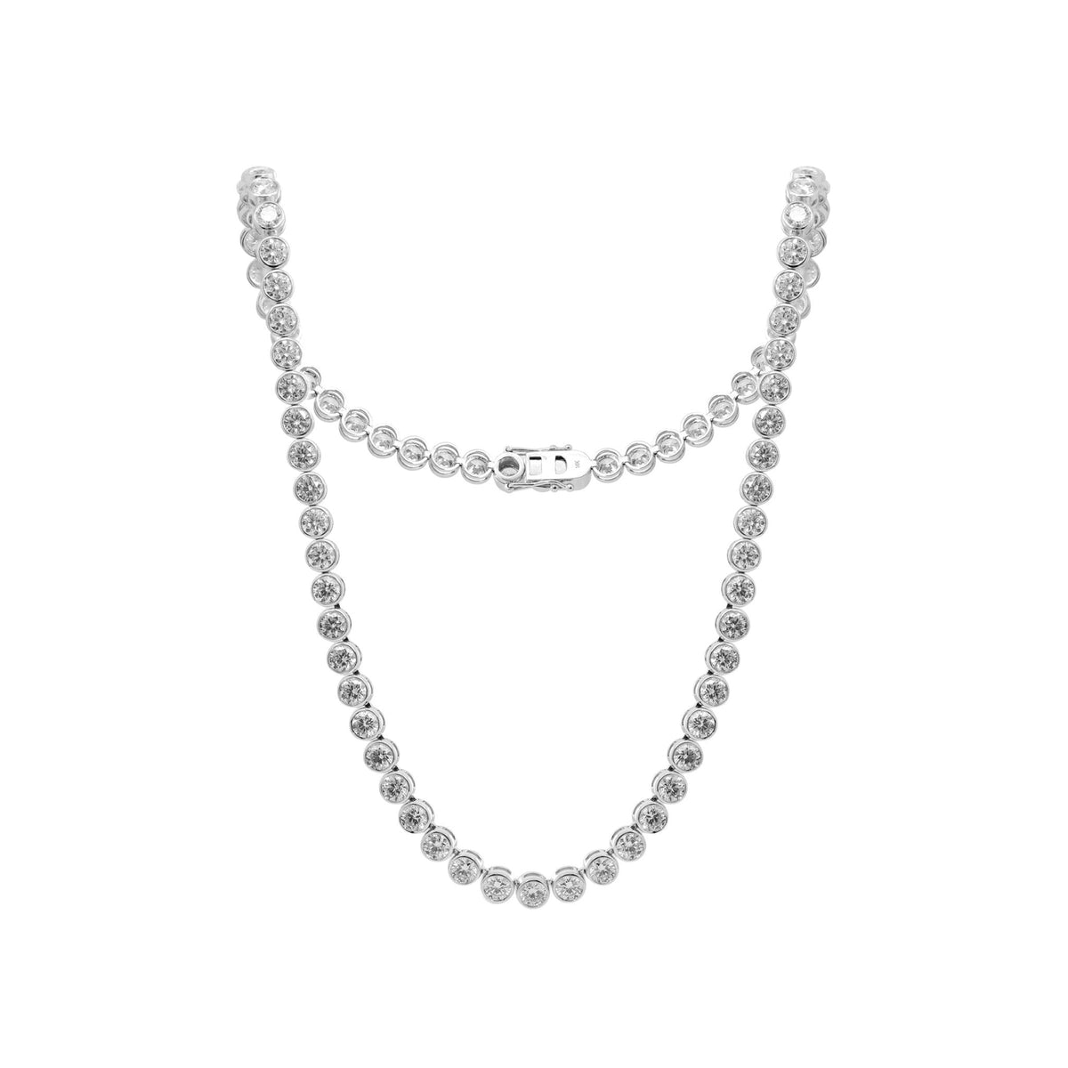 3.8mm Round Cut Lab Diamond Bezel Basket Tennis Necklace - FIORESE JEWELRY