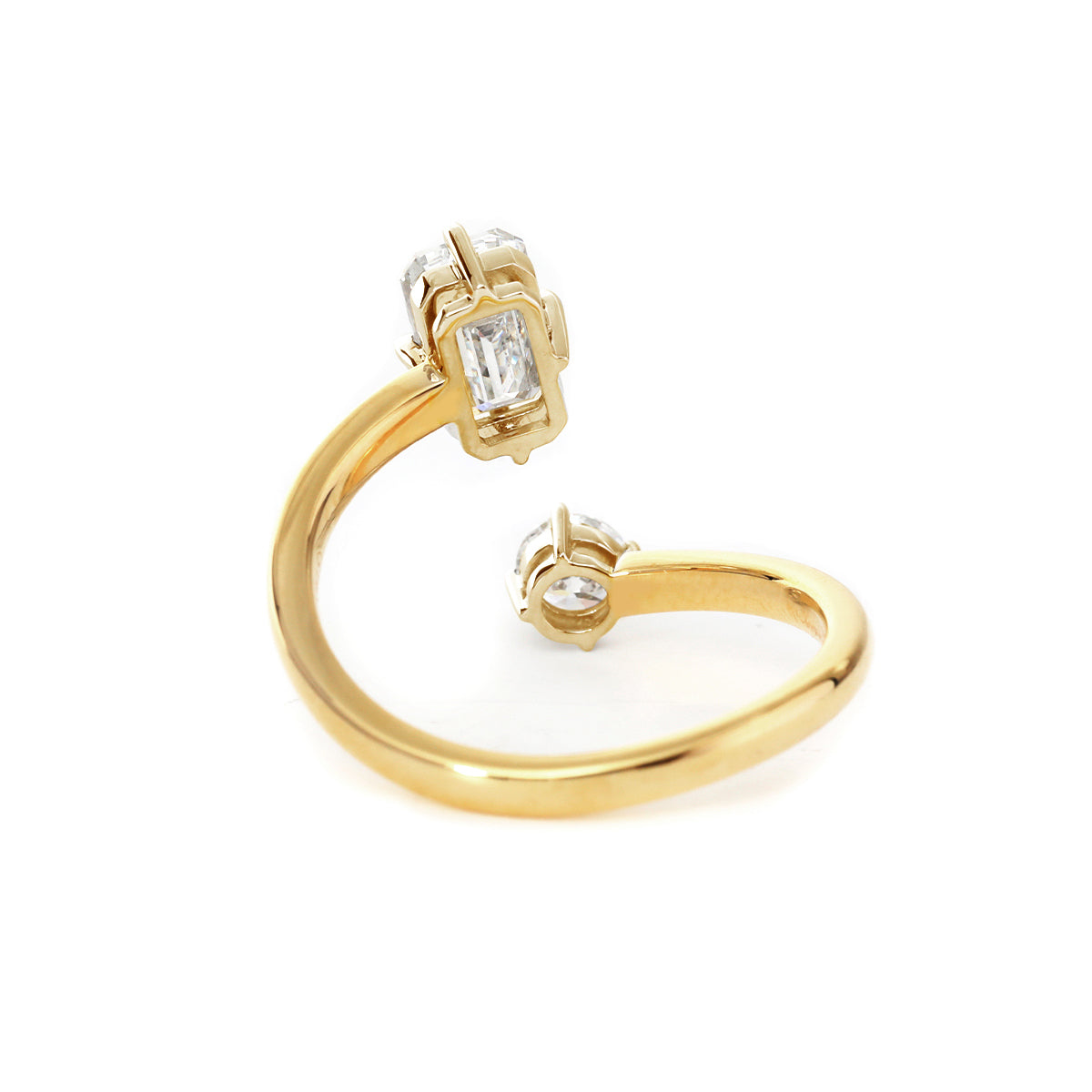 Old European-Cut & Emerald-Cut Lab Diamond Toi et Moi Ring
