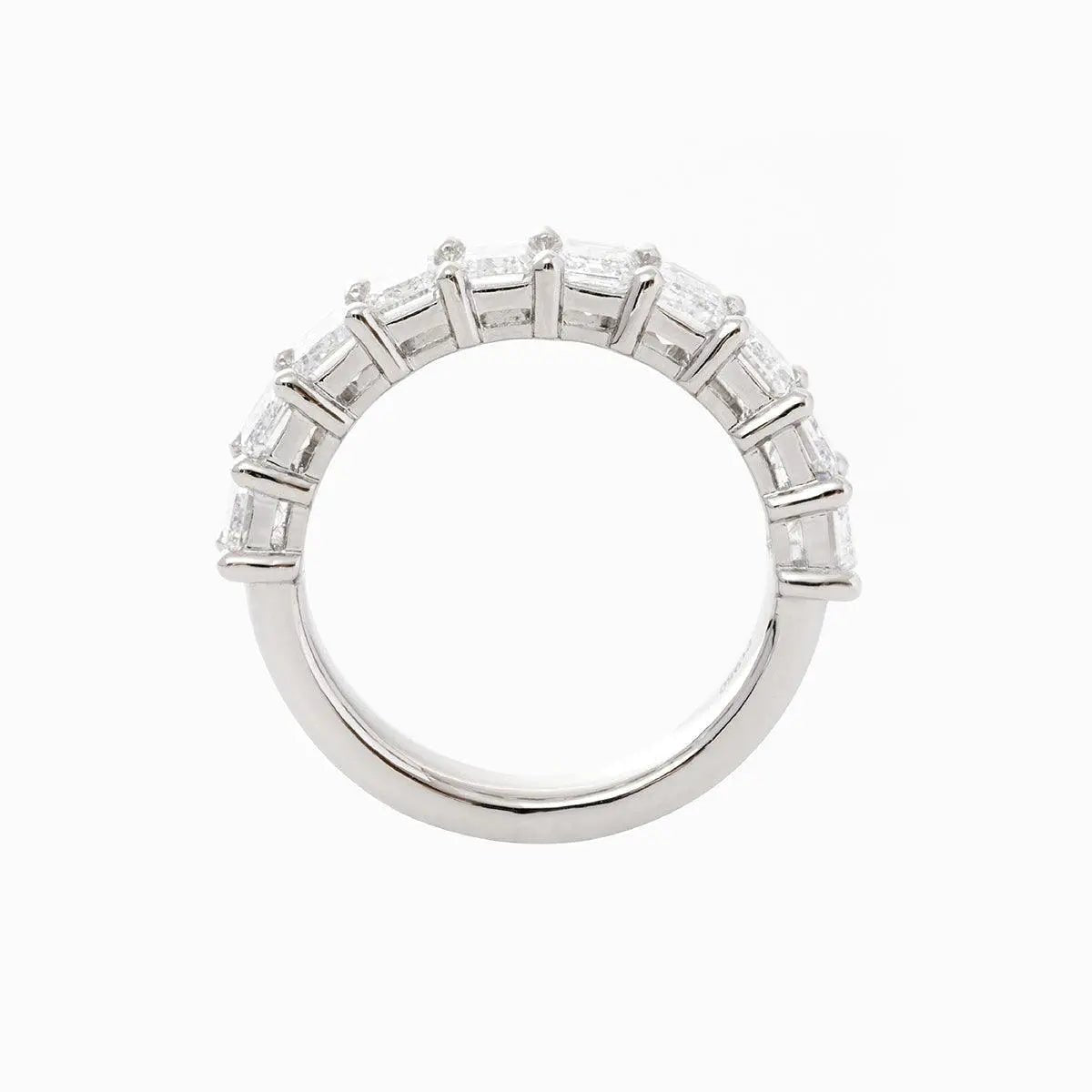 4*3mm Emerald Cut Lab Diamond Shared Claw Prong Basket Half Eternity Ring - FIORESE JEWELRY