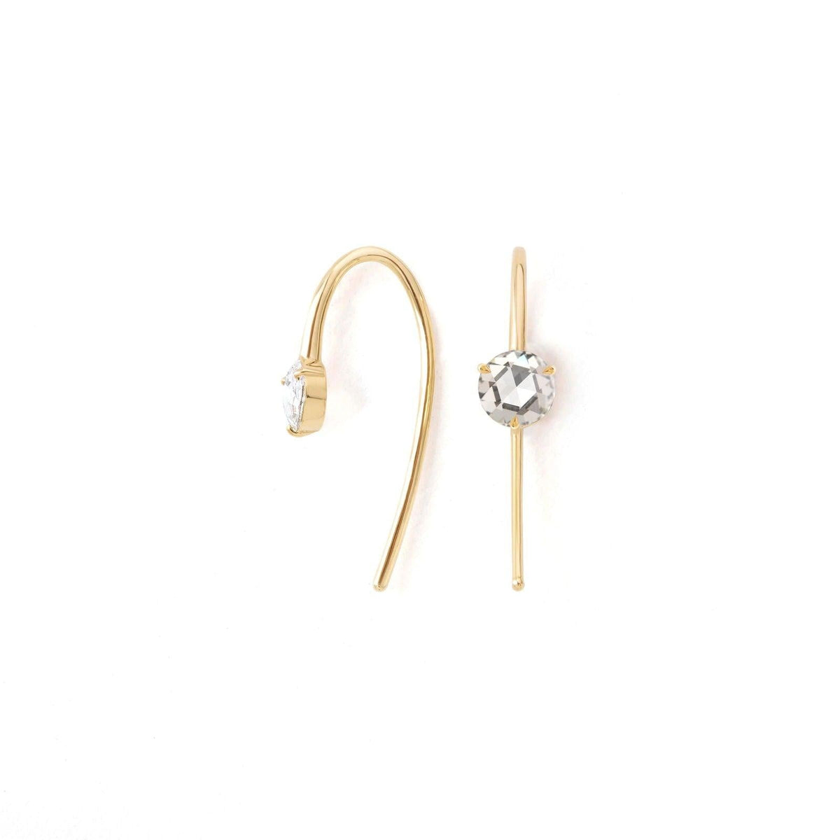 5mm Rose Cut Lab Diamond Hook Earrings - FIORESE JEWELRY