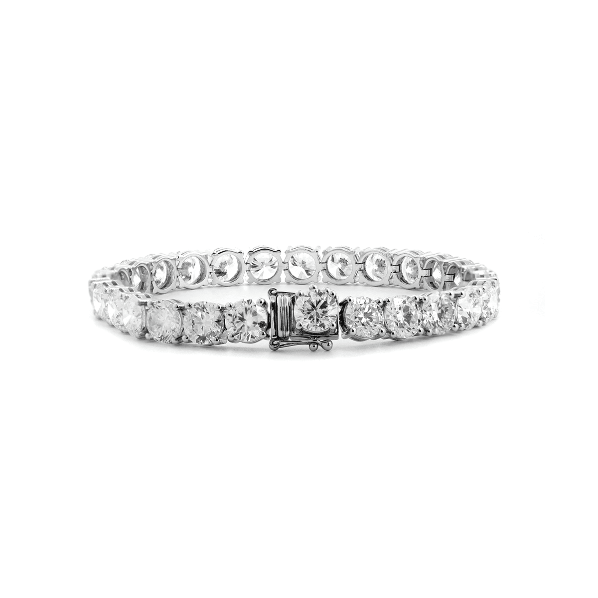6mm Round Brilliant Cut Lab Diamond 4 - Prong Basket Tennis Bracelet with Box Clasp and Double Safety - FIORESE JEWELRY