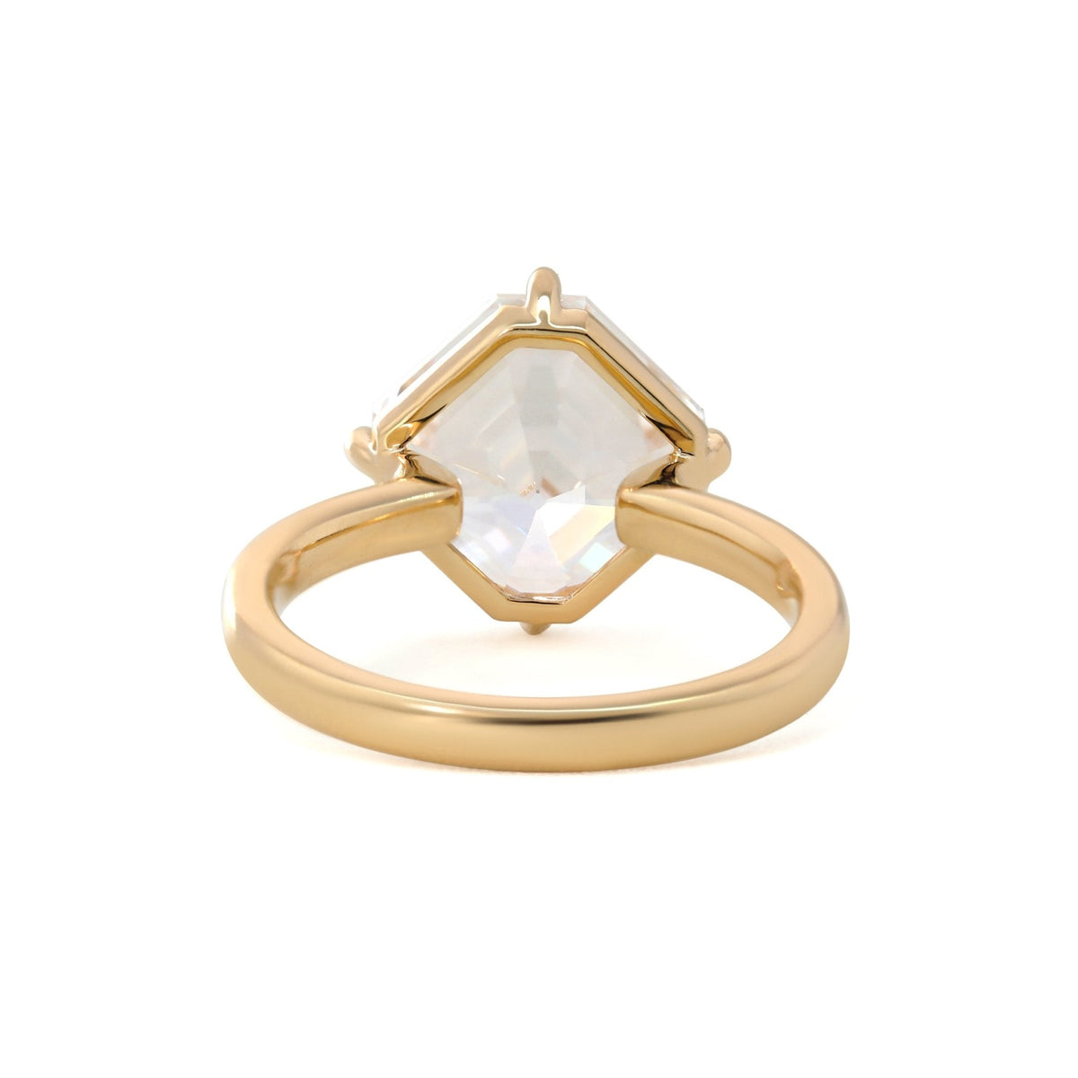 Antique Asscher - Cut Lab Diamond 4 - Claw Solitaire Ring with Floating Head Design - FIORESE JEWELRY
