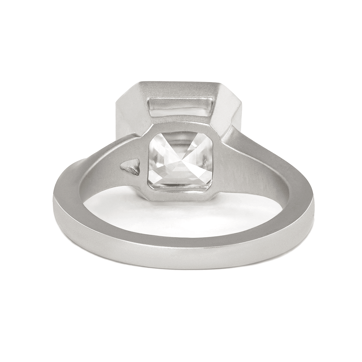 Asscher - Cut Lab Diamond Bezel - Set Matte Solitaire Ring with Dynamic Shank - FIORESE JEWELRY