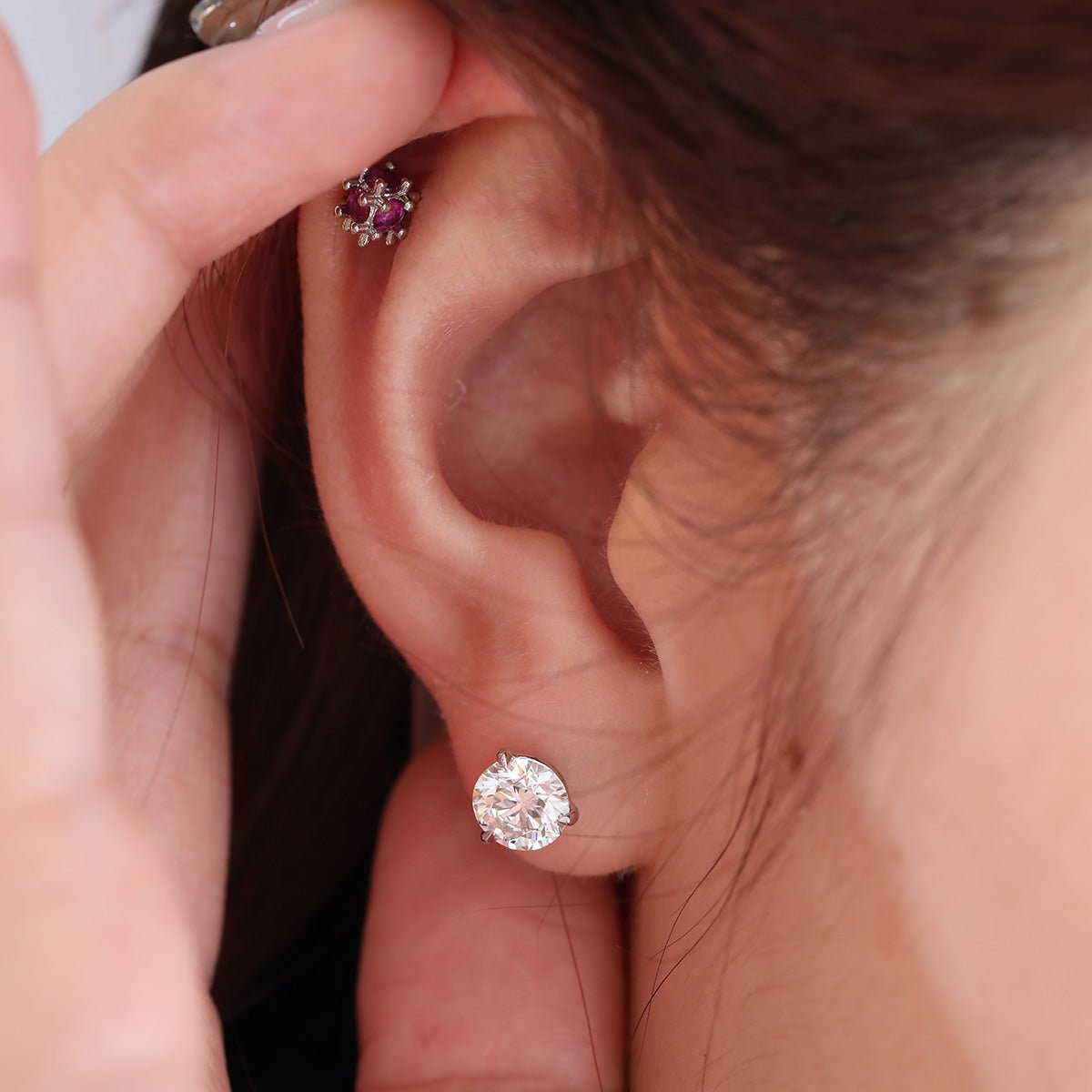 Cherished Moments 2 ct tw Round Cut Lab Diamond 3 Claw Prongs Martini Stud Earrings (DE/G Color, VS Clarity) - FIORESE JEWELRY