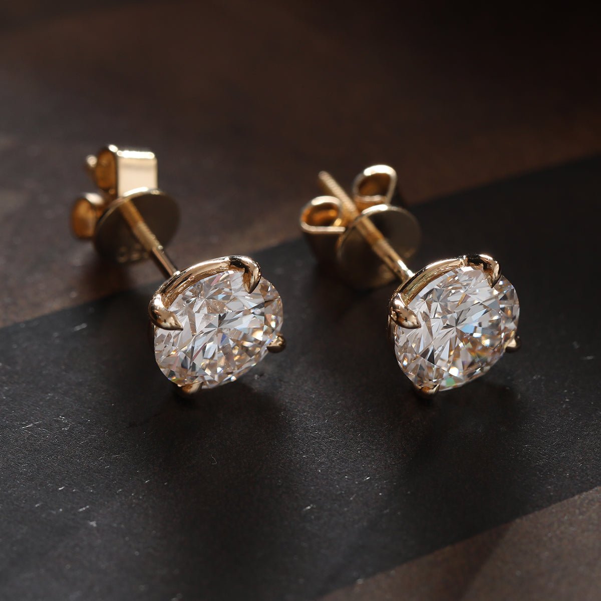 Cherished Moments 2 ct tw Round Cut Lab Diamond 4 Claw Prongs Martini Stud Earrings (DE/G Color, VS Clarity) - FIORESE JEWELRY