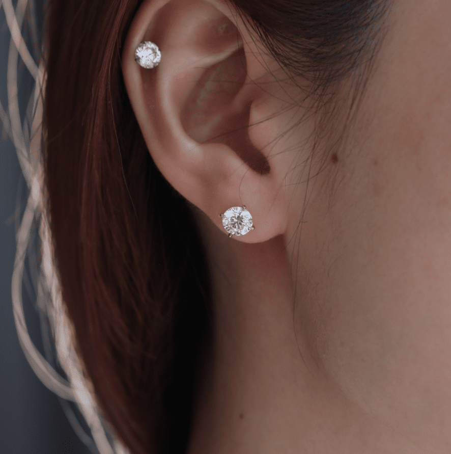 Cherished Moments 2 ct tw Round Cut Lab Diamond 4 Claw Prongs Martini Stud Earrings (DE/G Color, VS Clarity) - FIORESE JEWELRY