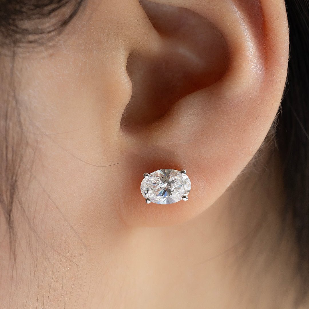 Classic Oval Cut Lab Diamond Four Prongs Ear Studs - LGG Jewelry