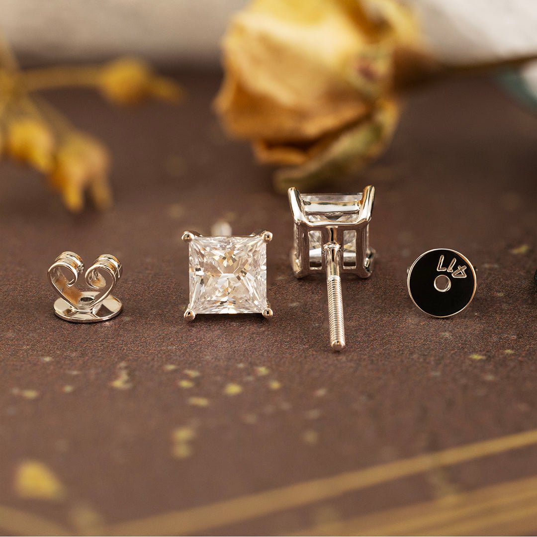 Classic Princess Cut Lab Diamond Four Prongs Ear Studs - LGG Jewelry