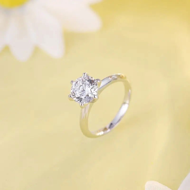Classic Six-prongs 1.5 Ct Round Cut Lab Diamond Solitaire Engagement Ring - LGG Jewelry