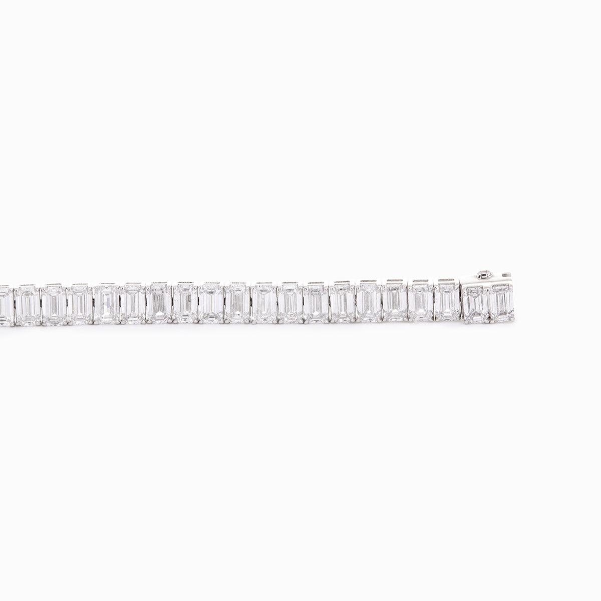 Emerald Cut Lab Diamond 4 - Prong Basket Tennis Bracelet with Box Clasp - FIORESE JEWELRY