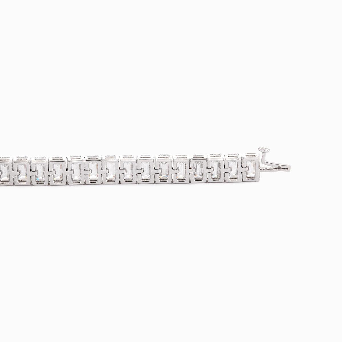 Emerald Cut Lab Diamond 4 - Prong Basket Tennis Bracelet with Box Clasp - FIORESE JEWELRY