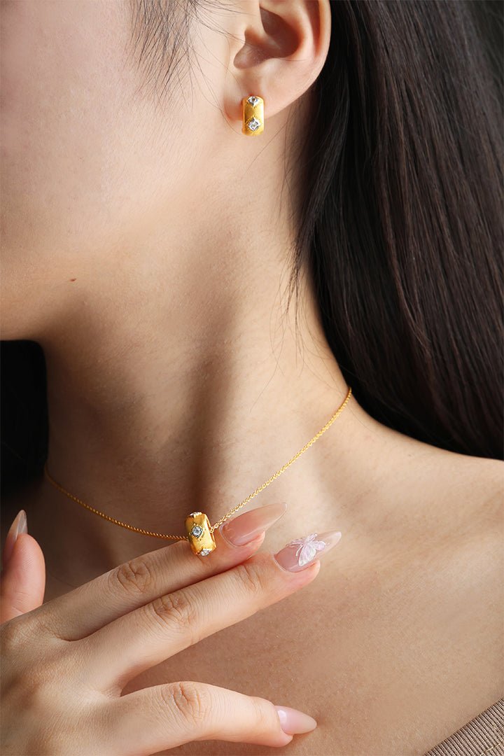 Gold Brushed CZ Necklace - LGG Jewelry